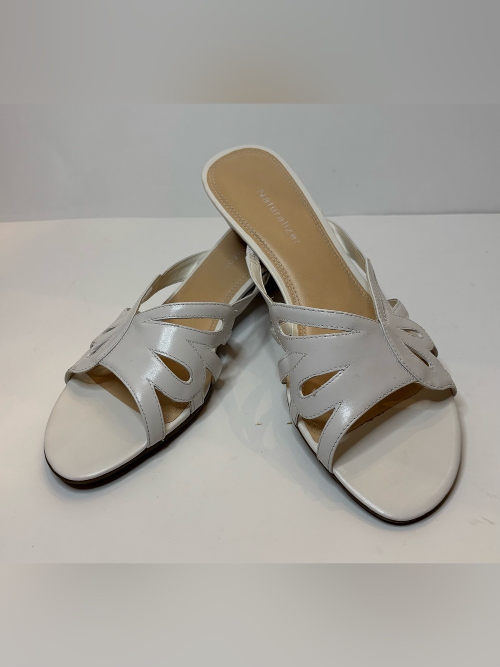 Naturalizer White Cutout Slide Mules